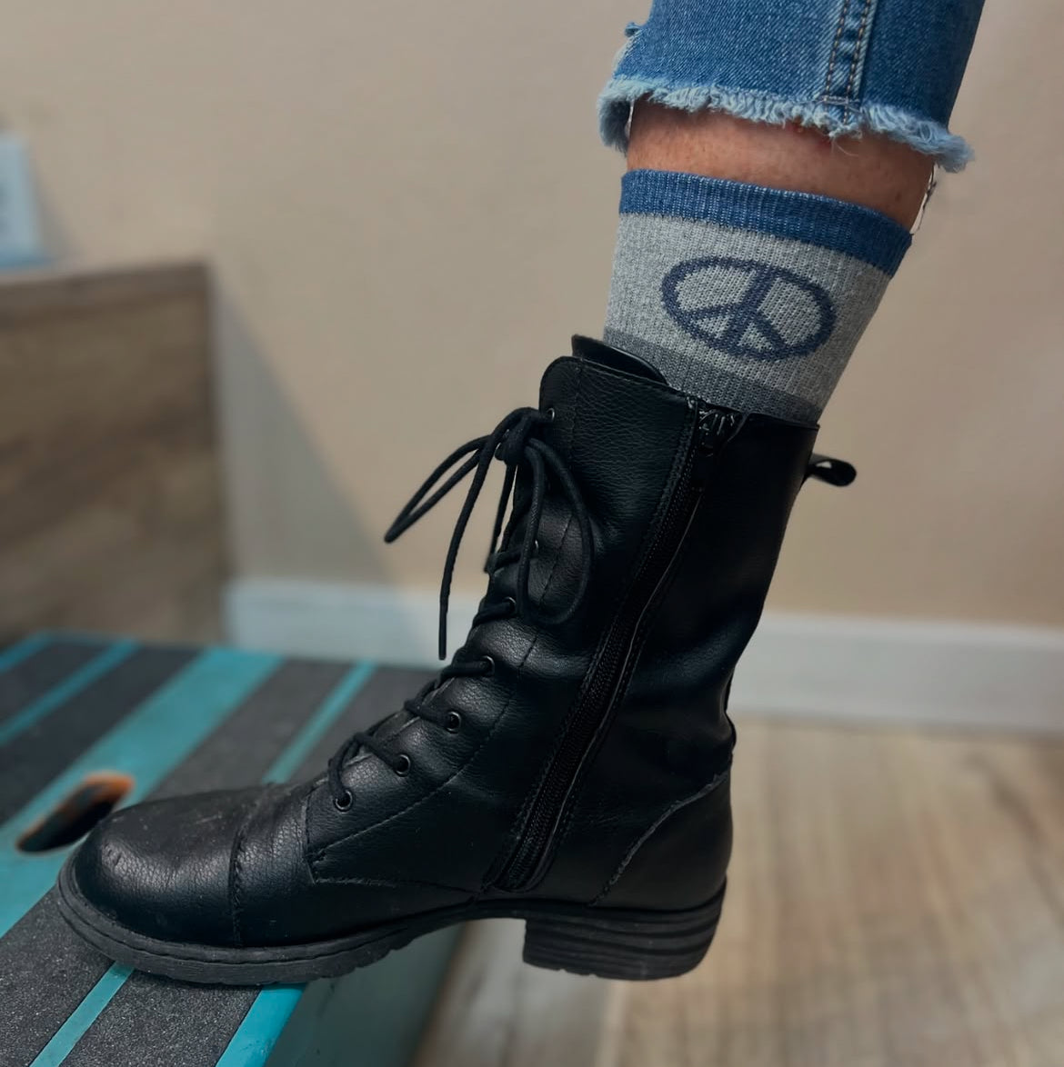 Peace & Love Crew Sock- Recycled Textiles (Two Colors)