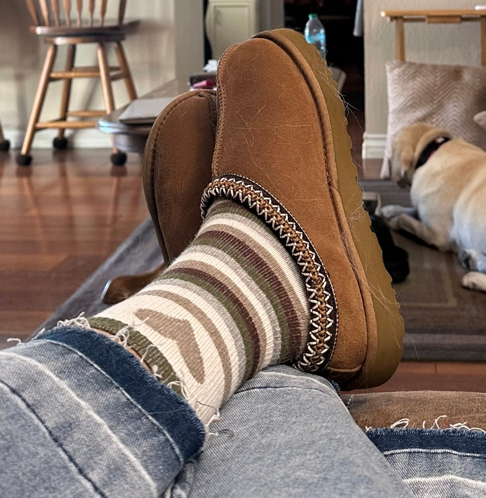 Peace & Love Crew Sock- Recycled Textiles (Two Colors)