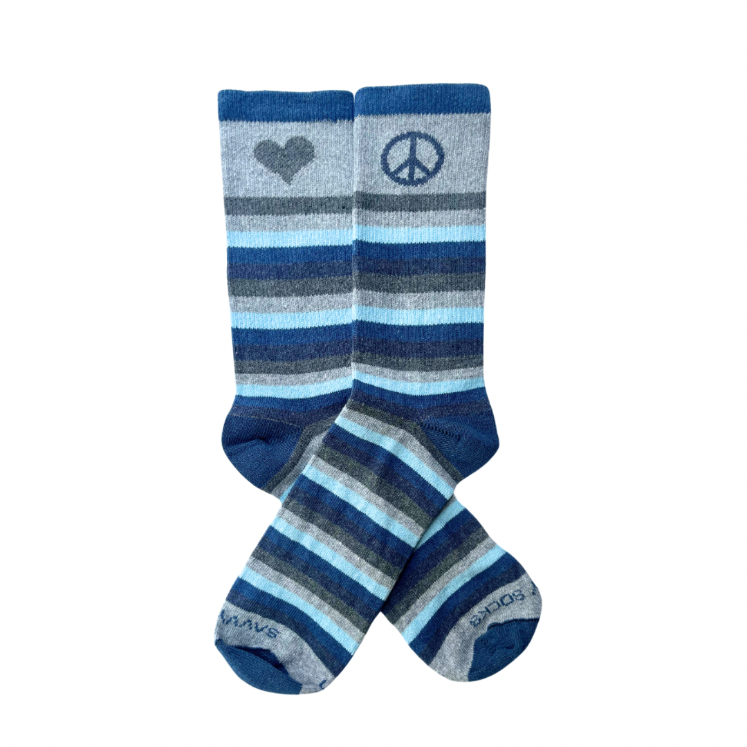 Peace & Love Crew Sock- Recycled Textiles (Two Colors)