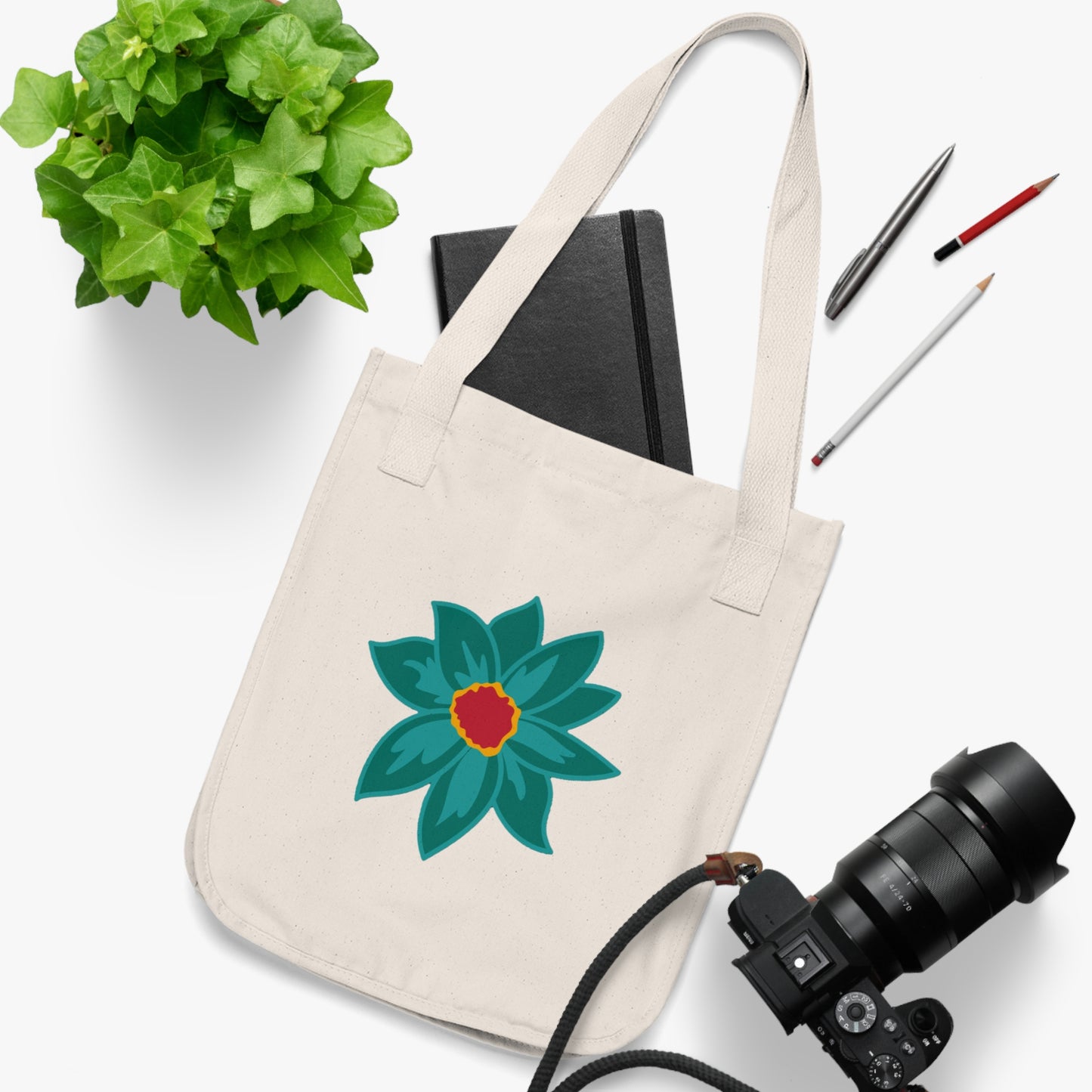 Organic Cotton Canvas Tote - Floral