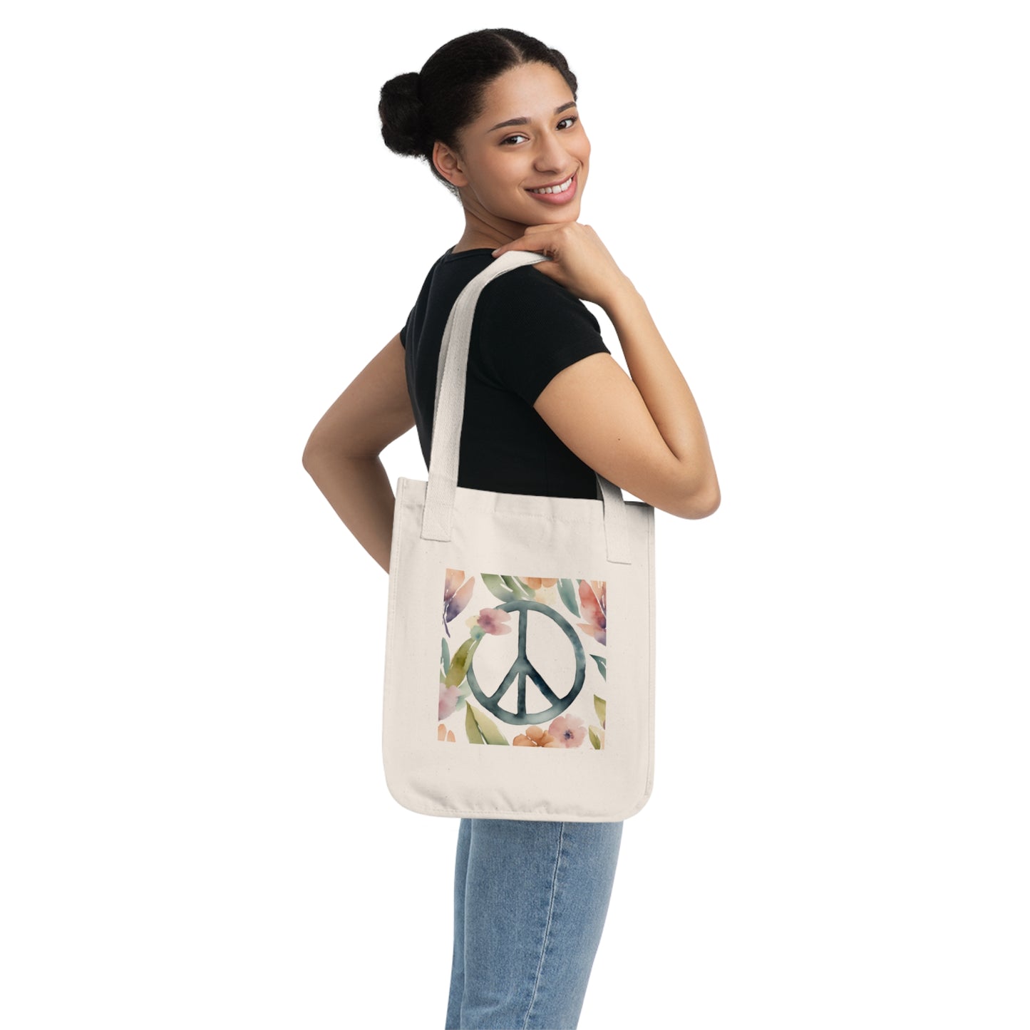 Organic Cotton Canvas Tote- Peace & Love