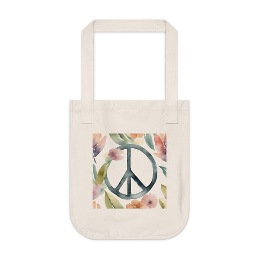 Organic Cotton Canvas Tote- Peace & Love