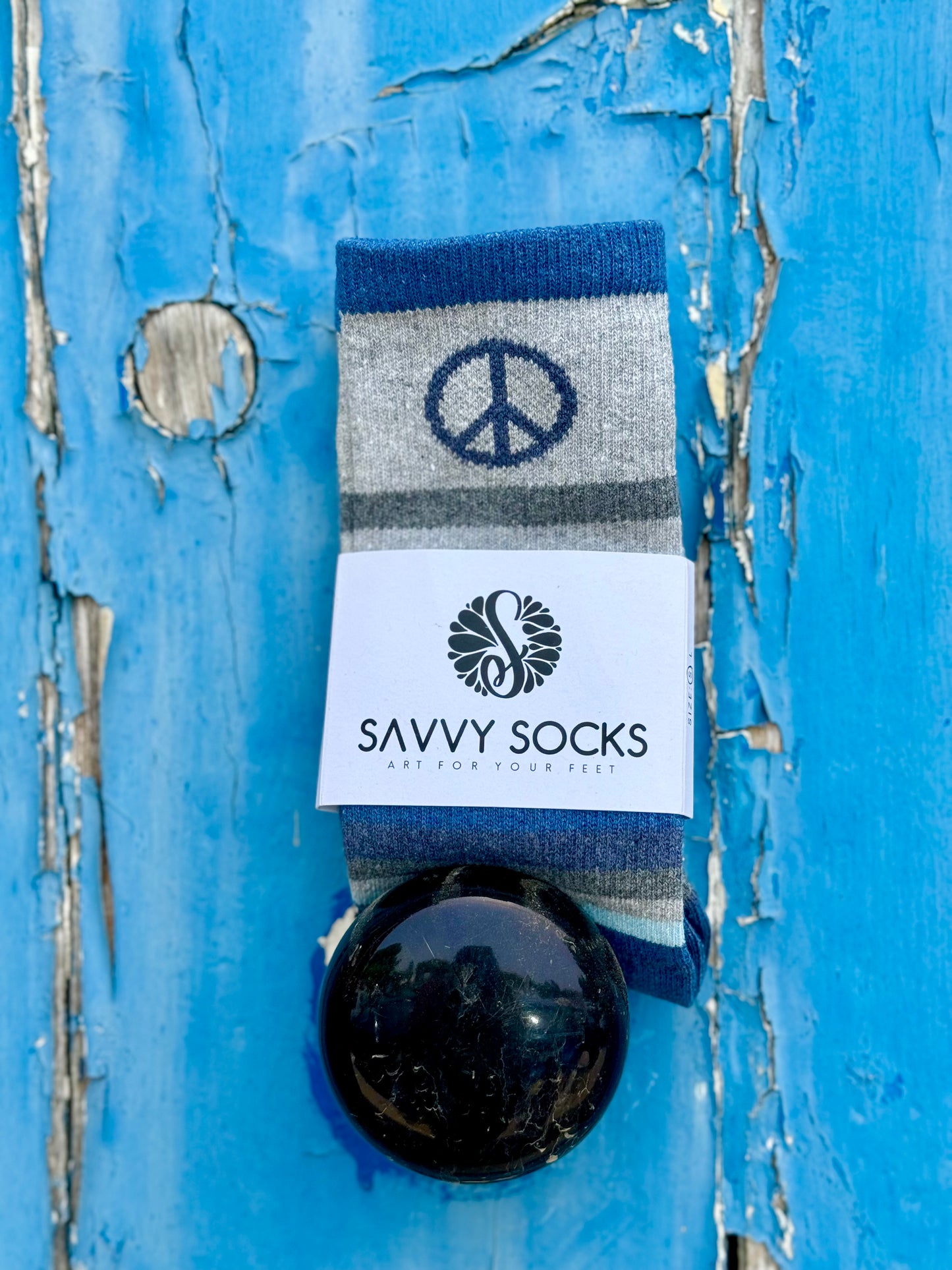 Peace & Love Striped- Crew Socks